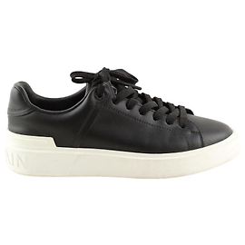 Balmain Tênis de couro preto Preto
