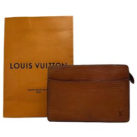Clutch vintage em couro EPI Louis Vuitton marrom Laranja