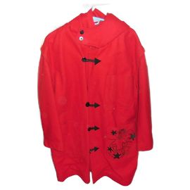 Jc De Castelbajac Red Wool Coat with Hood Red