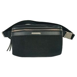 Bolsa de cintura em lona e couro preto Yves Saint Laurent Preto