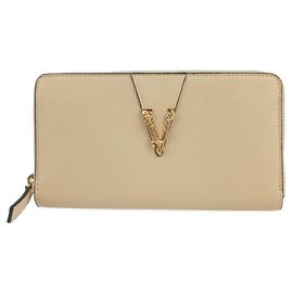 Versace Virtus Round Long Wallet Beige