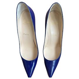 Escarpins Christian Louboutin en cuir verni bleu Bleu