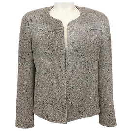 Akris Brown / Black Tweed Collarless Jacket Brown
