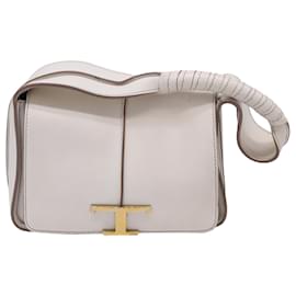 Tod's-Tod's Mini timeless Top Handle Bag in White Leather-White,Cream