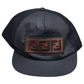 Fendi Zucca Mesh Polyester Cotton Cap Black