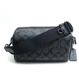 Coach Axel Signature Coated Canvas Shoulder Bag Black