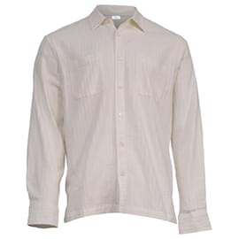 Autre Marque- Mr. P. Textured Long Sleeve Shirt in White Cotton-White,Cream