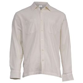 Autre Marque Sig. P. Camicia a maniche lunghe in cotone bianco con texture Bianco Crudo