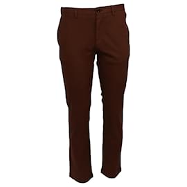 Autre Marque- Mr. P. Slim-Fit Trousers in Brown Cotton-Brown,Red