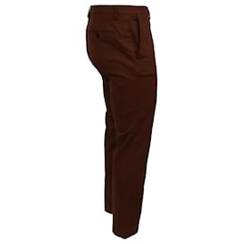 Autre Marque- Mr. P. Slim-Fit Trousers in Brown Cotton-Brown,Red