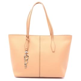 Tod's-Tod's Joy Leather Tote Bag Beige-Brown,Beige