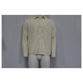 Autre Marque- Mr. P. Buttoned Long Sleeve Shirt with Pockets in Ivory Cotton-White,Cream