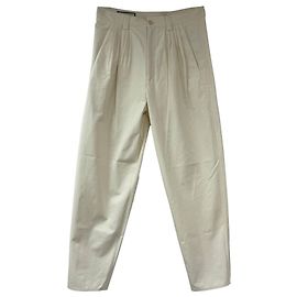Gucci plissierte Hose aus ivory Baumwolle Weiß Roh
