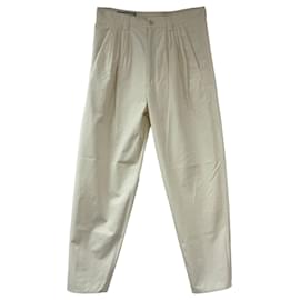 Gucci-Gucci Pleated Trousers in Ivory Cotton-White,Cream