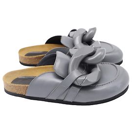 Jw Anderson Chain Loafer Mules in Grey Leather Grey