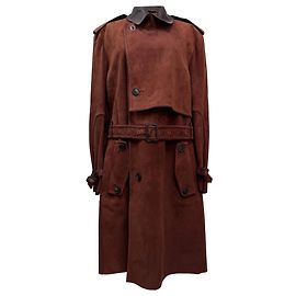 Casaco trench com cinto Etro em camurça marrom Marrom Vermelho