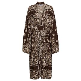 Robe Kaftan en Viscose Imprimée Attico Marron