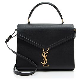 Saint Laurent Grain de Poudre Monogram Cassandra Medium Top Handle Noir