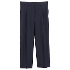 Navyblaue Wollhose mit Miu Miu Logo-Stickerei Blau Marineblau