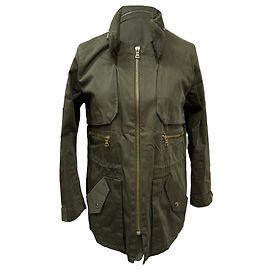 Giacca con zip Sandro Paris Rain in cotone verde oliva Verde