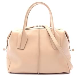 Tod's-Tod's Leather D-Styling Handbag Beige-Brown,Beige
