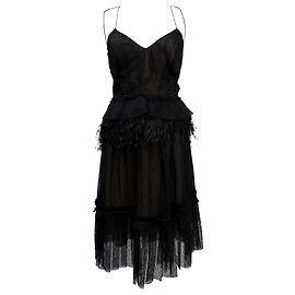 Abito in seta nera con piume di Jason Wu Nero