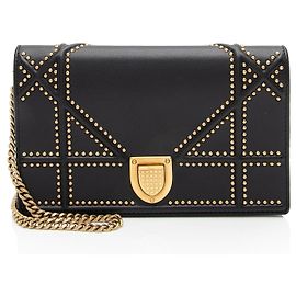 Bolsa Diorama em couro de bezerro com studs Preto
