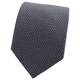 Hermès-Hermes Silk H Puzzle Logo Tie Navy-Blue,Navy blue