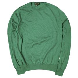 Autre Marque 18G Cashmere-Seiden-Pullover mit Rundhalsausschnitt Grün Lila