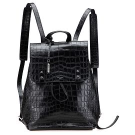 Saint Laurent Black Croc Embossed Calfskin Sac De Jour Backpack Black