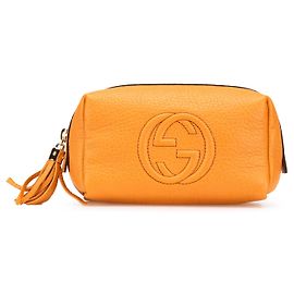 Gucci Orange Leder Soho Kosmetiktasche Orange