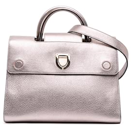 Dior-Dior Gold Medium Metallic Grained Calfskin Diorever Satchel-Golden,Other