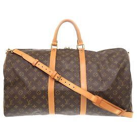 Sac Boston Monogram Keepall Bandoulière 55 Louis Vuitton Marron