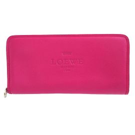 Loewe Heritage Leather Pink Round Long Wallet Pink