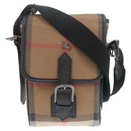 Burberry-Burberry Mega Check Canvas Leather Shoulder Bag-Brown