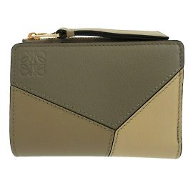 Billetera Compacta Puzzle Loewe Beige Caqui