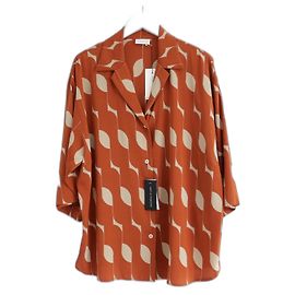Blusa Cala de seda con estampado retro de Dries Van Noten Naranja
