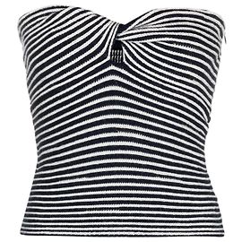 Zadig & Voltaire Defile Twista Striped Crochet Bustier Top Navy blue