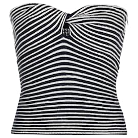 Zadig & Voltaire Défilé Twista Haut Bustier en Crochet Rayé Bleu Marine