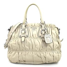 Bolsa de couro bege Prada Bege