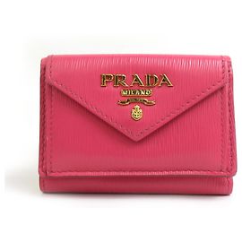 Cartera plegable de cuero rosa Prada Rosa