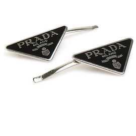 Accessorio per capelli a forcina Prada Nero Argento