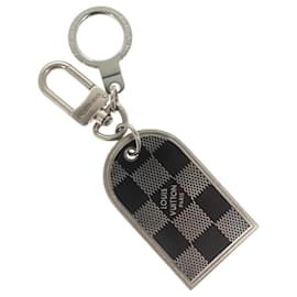 Louis Vuitton-LOUIS VUITTON Damier Porte Cles Porto Address Key Ring metal M65770 Auth 127729-Silvery