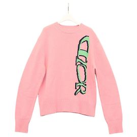 Langarm-Pullover aus Strickstoff Wolle Christian Dior rosa Auth ym017M Pink