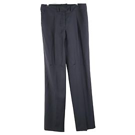 Courreges Navy Blue Wool Trousers Navy blue