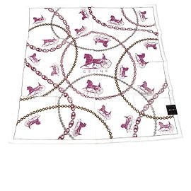 Céline Sciarpa vintage Celine Paris cavallo bianca rosa Rosa