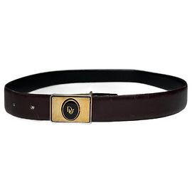 Cinto de couro vintage Dior marrom Preto