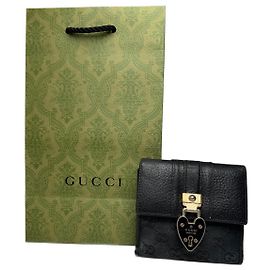 Vintage Gucci Monogram Leather wallet black Black