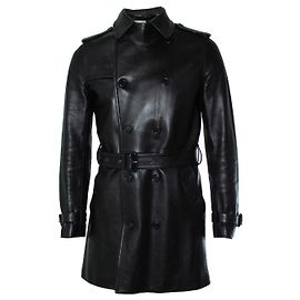 Saint Laurent, langer schwarzer Leder-Trenchcoat 2019 Schwarz