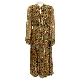 Vestido midi Mona em olho de tigre da Ulla Johnson Marrom